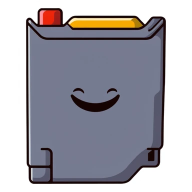 A cute sticker-style Nintendo 64 game cartridge with a smiling face sticker