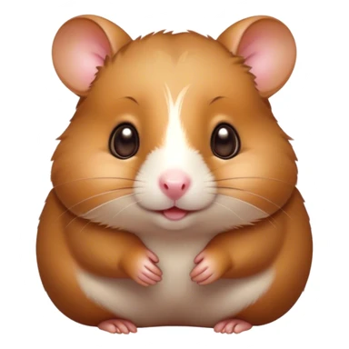Cinematic Cute Brown Hamster Portrait Emoji, Head tilted playfully and inquisitively, featuring a glossy, rich brown fur with a delicate sheen, round, sparkling dark eyes filled with curiosity, Simplified yet irresistibly adorable features, highly detailed, glowing with a warm, friendly glow, high shine, affectionate and lively, stylized with a touch of whimsy, bright and endearing, soft glowing outline, capturing the essence of a mischievous yet loving hamster, so playful it feels like it could dash out of the screen and into your arms! sticker