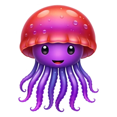 color gradient between red and purple glitter cute happy jellyfish sticker