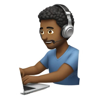 a men doing work on laptop and wearing headphones sticker