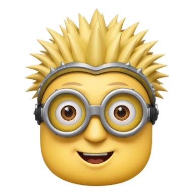 Minion emoji with a round head like normal emojis and a smurk like this emoji but a minion so basically that emoji with the goggles and the hair and not a funny head shape 😏 it should look like an actual minion not a human with African braids and a female minion  sticker