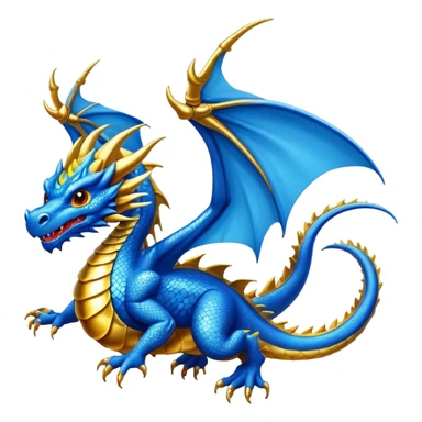 Cool, blue dragon with some golden scales and fly sticker