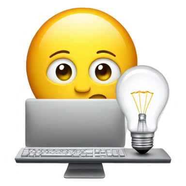 computer, light bulb, inspiration, concentration, creativity sticker