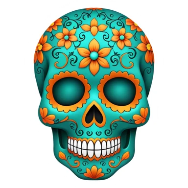 teal and orange sugar skull sticker