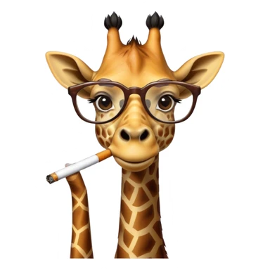giraffe with glasses and a cigarette sticker