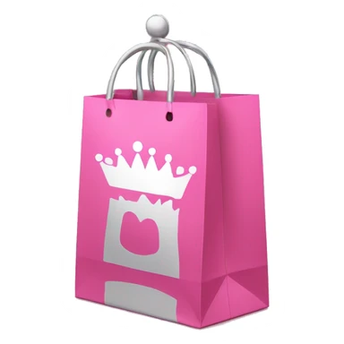 same shopping bag pink with silver crown in front sticker
