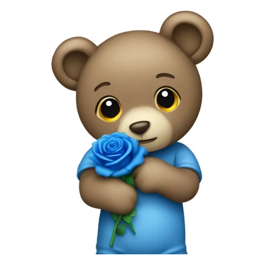 Blue teddy bear holding ￼blue rose sticker