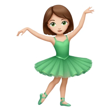 ילדה שרוקדת בלט עם שיער חום ועיניים ירוקות sticker