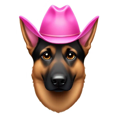 Dark German shepherd pink cowboy hat sticker