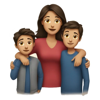 Brunette mom hugging sons  sticker