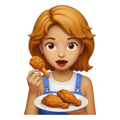 Create me a girl eating fried chicken sticker
