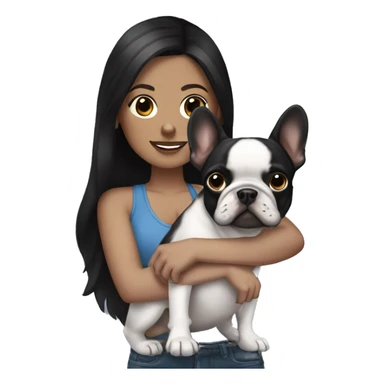 white brunette  with black frenchie sticker