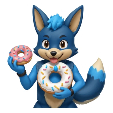 Lucario eating a sugary donut sticker