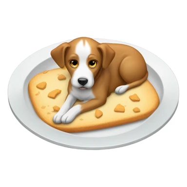 Dog laying on a food plate sticker