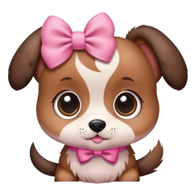 small puppy with big eyes and pink bow sticker