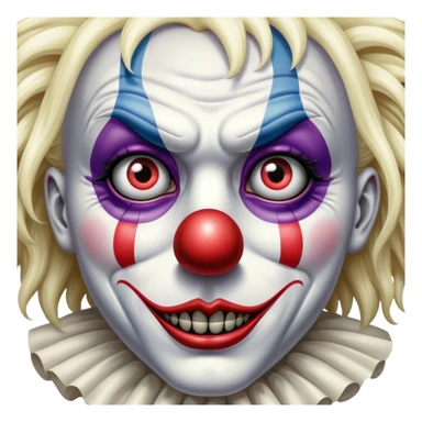 Extremely detailed image of a terrifyingly creepy clown, each lash, eye, and hair is shown in stunning detail as though captured in a timeless photograph, rich textures, visually rich, so lifelike that it feels like it could leap off the page at any moment sticker