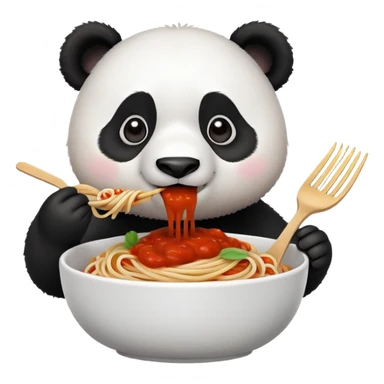 cute panda eating spaghetti sticker