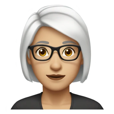 White skin woman short white hair thick glasses brown eyebrows  sticker