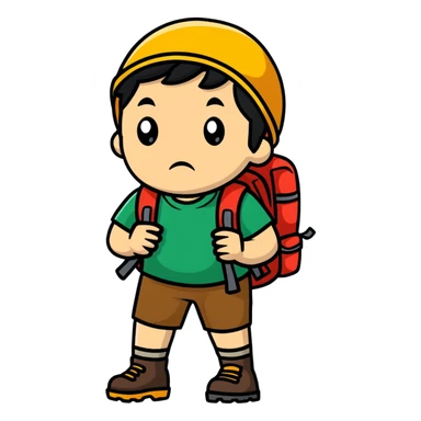 lost hiker with confused expression sticker