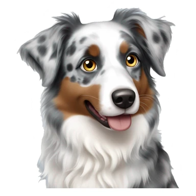 A miniature australian shepherd breed, blue merle color, one blue eye and one brown eye sticker