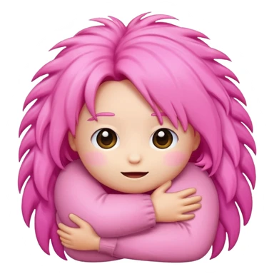 pink hug emoji with hair sticker