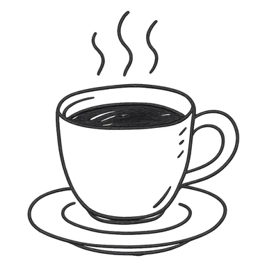 hand drawn outlined cup of coffee icon sticker