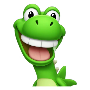 Green Yoshi making a funny face sticker