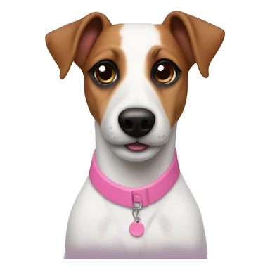 Jack Russel with one brown eye patch and pink collar  sticker