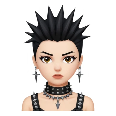 Black haired girl with a black spiked chocker with punk clothes on sticker