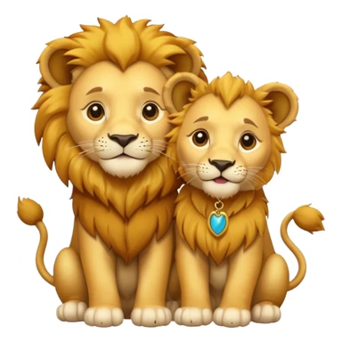 lion with a  cub playing gif sticker