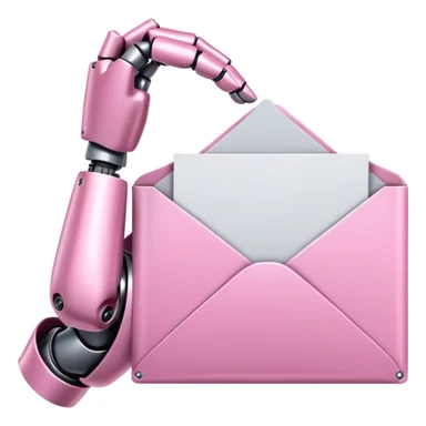 pink robotic hand holding email envolope sticker
