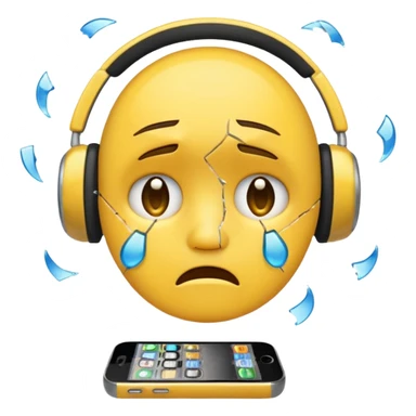 Yellow emoji circle face with broken phones sticker