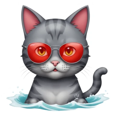 a bad kitty on the waves. make the cat look devlishish with a pair of ray bans on sticker