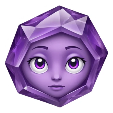 Single gemstone amethyst character rock, with carved facets with eyes beautiful sticker