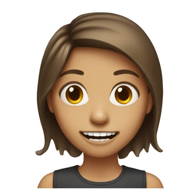 Brown haired girl with ugly teeth sticker