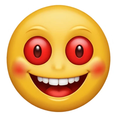 Smiley face with blood shot eyes laughing  sticker