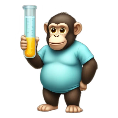 Cute fat chimp test tube full body sticker