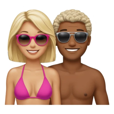 Black man salt n pepper hair smiling with blonde in love on beach sticker