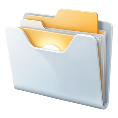 A modern, minimalist flat-style illustration of an open folder with a soft, glowing light emanating from inside.  sticker