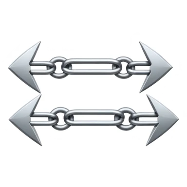 modern iOS emoji: a chain link with a bold arrow pointing right, link appears to be in motion, representing direction and goal-oriented connection sticker