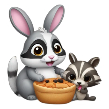 bunny eating raccoon funny sticker