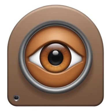 Minimalist emoji-style sticker of a peephole with a realistic eye looking out from inside. Black and gray tones, flat icon, centered eye.
 sticker