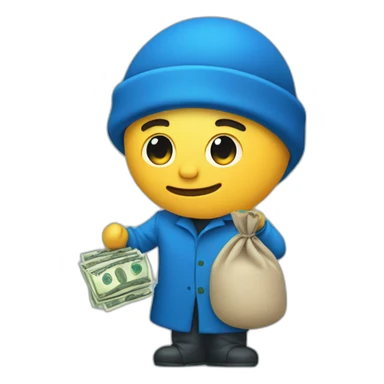 man with money bag in blue cloths sticker