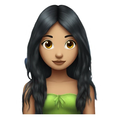 fairy with creepers and small butterflies around her long black hair sticker