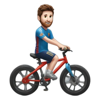 messi riding a kid's bike with Stabilisers sticker