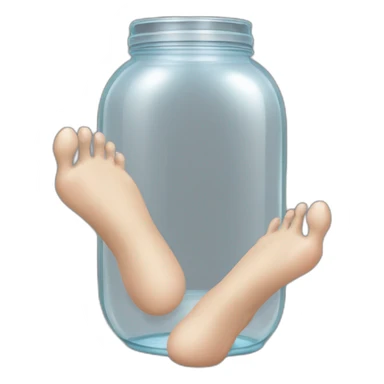 human feet and ankles standing on the floor with an empty transparent jar between them,outside,to the left and to the right,front view sticker