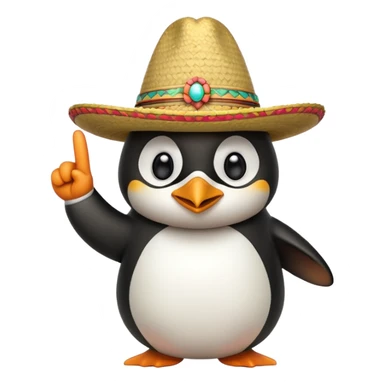 Pinguino con un cappello messicano che fa il dito medio sticker