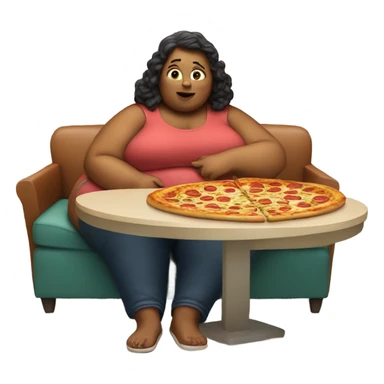 Fat woman eating pizza sticker