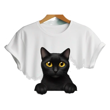 black cat hanging on beautiful black haired woman shirt sticker