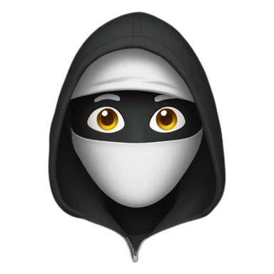 man in black hoodie with covered face with laptop sticker